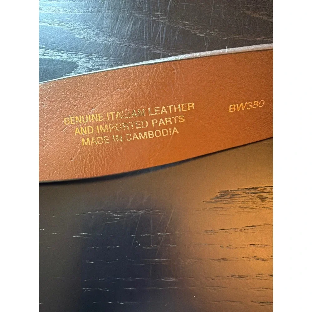 J.Crew Belt Tan Brown Genuine Italian Leather Gold Oval Buckle BW380 Classic XS